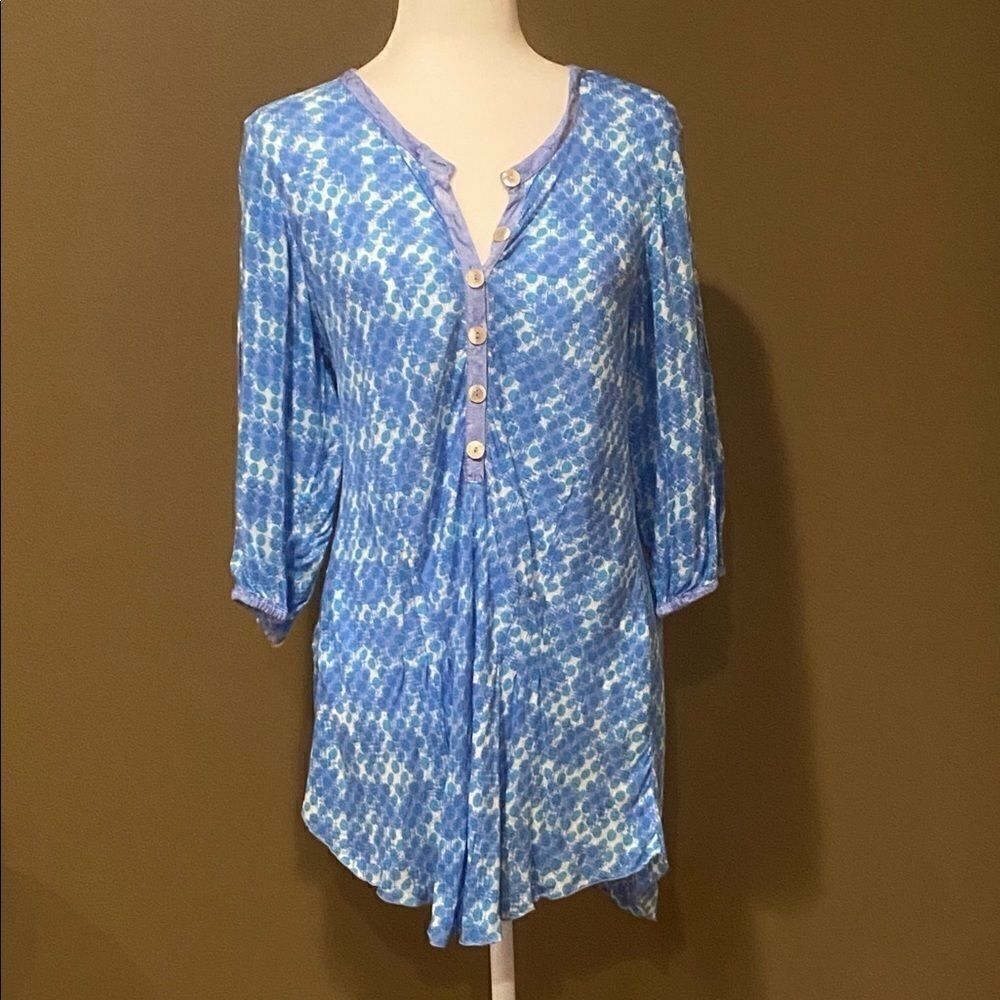 Lyng Tunic Top Rayon Size Large Button Front - Picture 4 of 14
